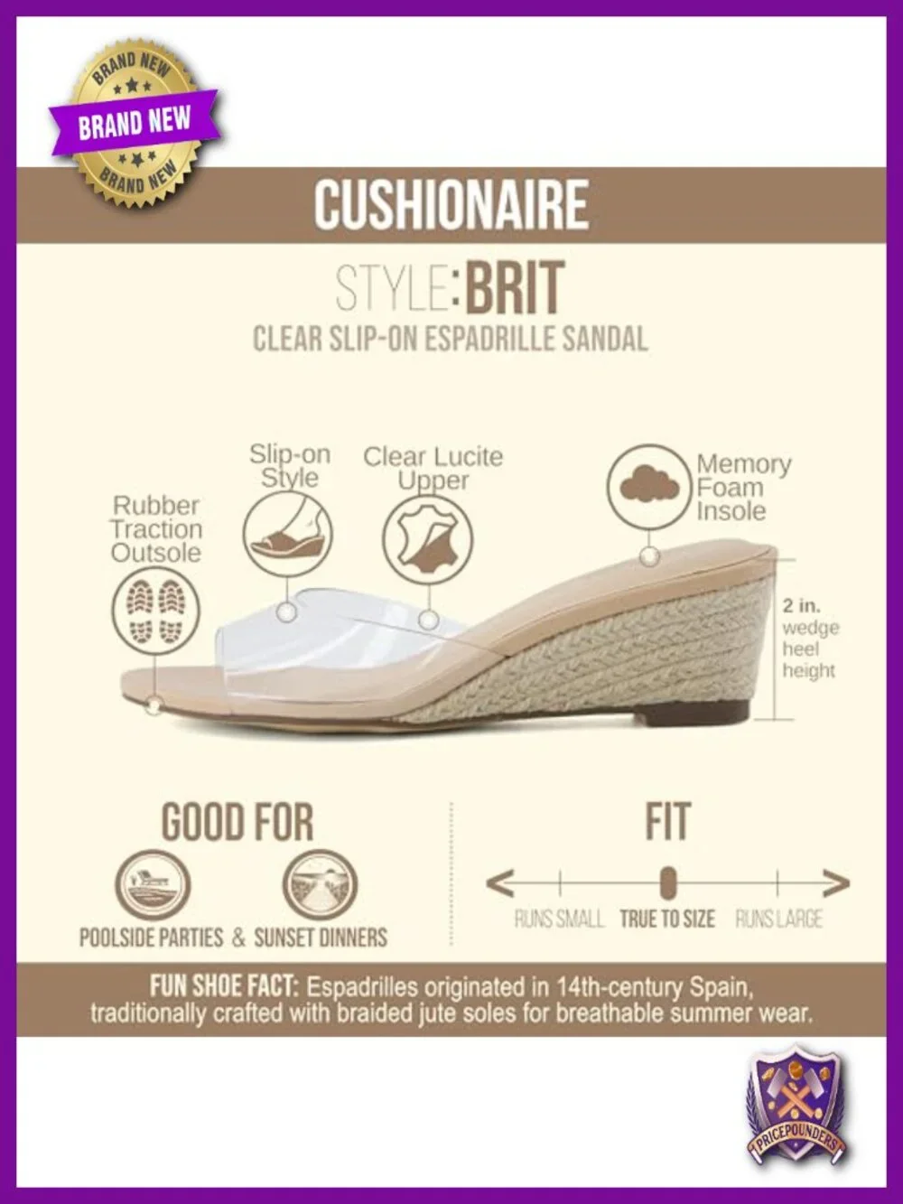 Clear Slip-On Wedge Sandals with Memory Foam Comfort Heels